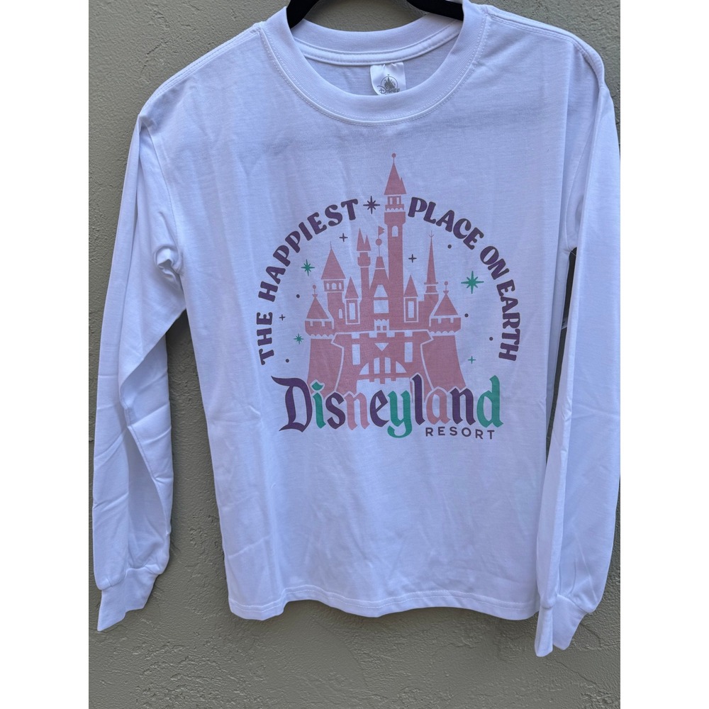 Disneyland Resort NEW White Long Sleeve Happiest Place On Earth Shirt XS